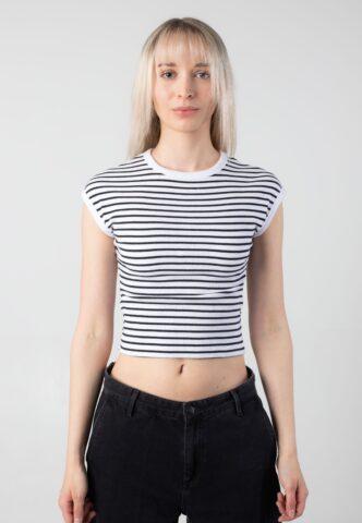 Noisy May – Judy Striped Bright White Black – Oberteil – Weiß – M – 95% Baumwolle, 5% Elastan