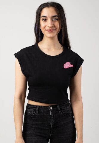 Noisy May – Katinka Black Pink Glitter Hat – T-Shirt – Schwarz – M – 95% Baumwolle, 5% Elastan