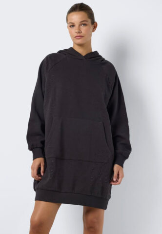 Noisy May – Lega Destroyed Hoodie Obsidian – Kleid – Grau – M – 80% Baumwolle, 20% Polyester