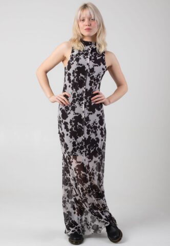Noisy May – Marika O Neck Long Black Cow – Kleid – Schwarz – S – 95% Polyester, 5% Elastan