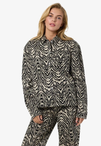 Noisy May – Marley Zebra Print Ecru – Jeansjacke – Beige – S – 100% Baumwolle