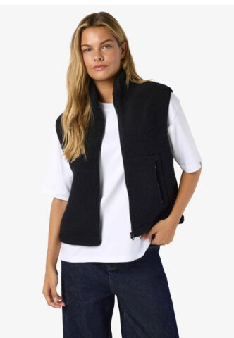 Noisy May – Masey Short Teddy Black – Weste – Schwarz – M – 100% Polyester