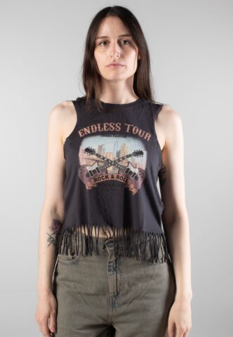 Noisy May – Max Printed Obsidian Cloud/Tomato – Tank – Grau – XS – 100% Baumwolle