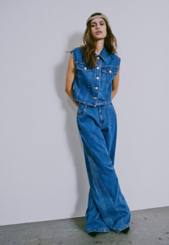 Noisy May – Robie Regular Crop Medium Blue Denim – Weste – Blau – L – 90% Baumwolle, 10% Viskose