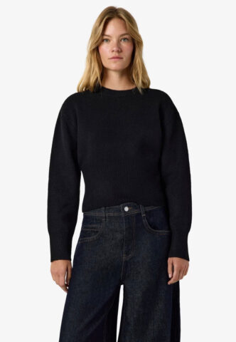 Noisy May – Sloan O-Neck Knit Black – Pullover – Schwarz – L – 75% Polyester, 14% Nylon, 6% Wolle, 5% Elastan