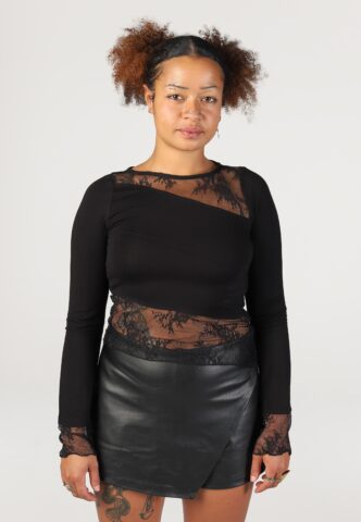 Noisy May – Tika Lace Insert Black – Oberteil – Schwarz – XL – 95 % Viskose, 5 % Elastan