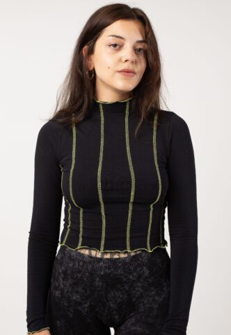 Noisy May – Kerry Highneck Stitch Black – Oberteil – Schwarz – XS – 95% Baumwolle, 5% Elastan