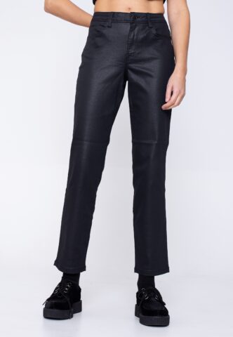 Noisy May – Olivia NW Slim Coated Black – Jeans – Schwarz – W24 / L30 – 59 % Lyocell, 39 % Polyester, 2 % Elastan