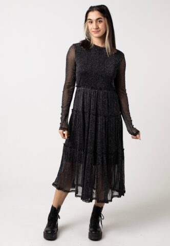 Noisy May – Shimmy Layer Frill Black Silver Lurex – Kleid – Schwarz – S – 88% Polyamide, 12% Metallllized Fibre