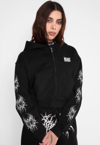 Mary Wyatt – Nephilim Cropped Black – Zipper – Schwarz – XS – 85% Baumwolle, 15% Polyester