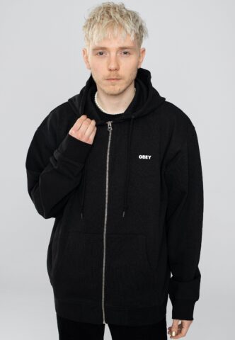 Obey – Bold Zip Black – Zipper – Schwarz – M – 80% Baumwolle, 20% Polyester