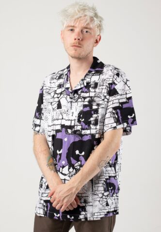Obey – Detector Woven White Multi – Hemd – Lila – M – 100% Viskose