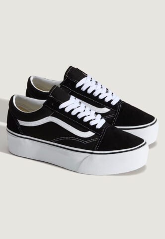 Vans – Old Skool Stackform Suede/Canvas Black/True White – Schuhe – Schwarz – EU 36,5 – Textile, Leather/Textile/Gummi