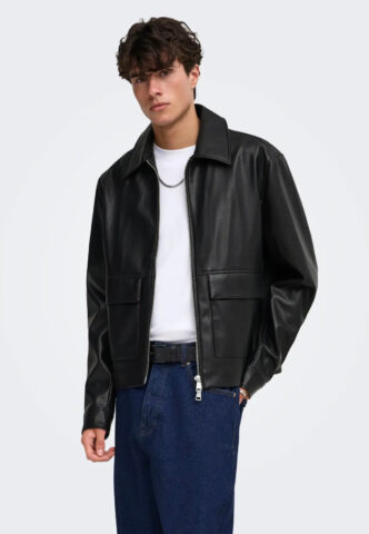 Only & Sons – Bate PU Black – Lederjacke – Schwarz – XXL – gid://shopify/Metaobject/170203119853
