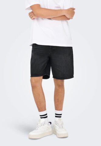 Only & Sons – Edge Black Denim – Shorts – Schwarz – XXL – 100% Baumwolle