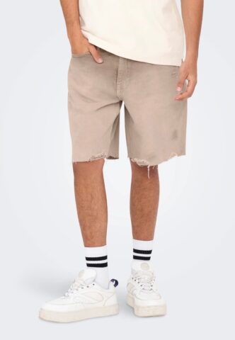 Only & Sons – Edge Light Blue Bleached Denim – Shorts – Beige – S – 100% Baumwolle
