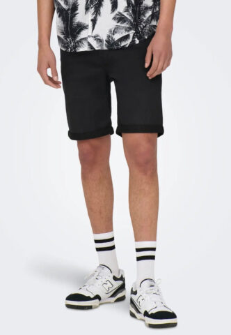 Only & Sons – Ply Life Reg Black – Shorts – Schwarz – M – 72% Baumwolle, 26% Polyamid, 2% Elasthan
