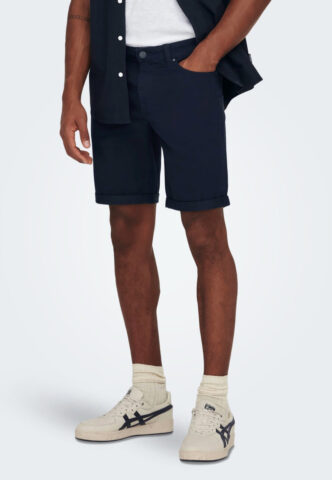 Only & Sons – Ply Life Reg Twill Dark Navy – Shorts – Blau – L – 80% Baumwolle, 18% Polyester, 2% Elastan