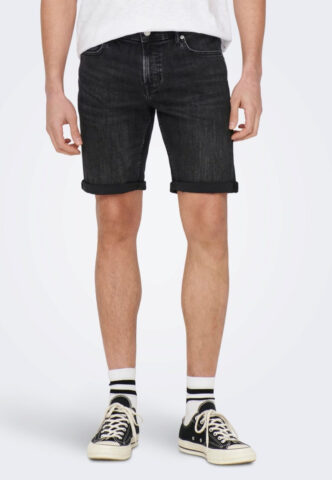 Only & Sons – Ply Washed Washed Black – Shorts – Schwarz – XXL – 98% Baumwolle, 2% Elastan