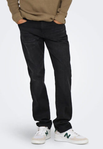 Only & Sons – Weft Regular 8638 Mat Black Denim – Jeans – Schwarz – W33 / L32 – 99% Baumwolle, 1% Elastan