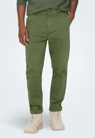 Only & Sons – Kent Cropped Winter Moss – Hose – Grün – W29 / L32 – 98% Baumwolle, 2% Elastan