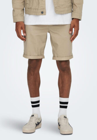 Only & Sons – Ply Life Reg Twill Chinchilla – Shorts – Beige – S – 80% Baumwolle, 18% Polyester, 2% Elastan