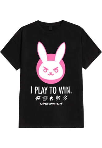 Overwatch – I Play To Win D.Va – T-Shirt – Schwarz – S – 100% Baumwolle