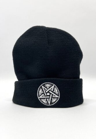 Pamela Mann – Skull Pentagram Black – Beanie – Schwarz – Onesize – 100% Polyacryl