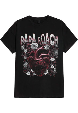 Papa Roach – Heart Flowers – T-Shirt – Schwarz – XL – 100% Baumwolle