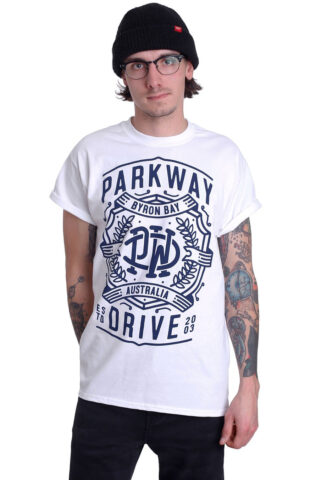 Parkway Drive – Byron Crest White – T-Shirt – Weiß – S – 100% Baumwolle