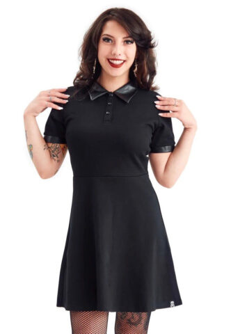 Sourpuss Clothing – Polo Skater Black – Kleid – Schwarz – S – 63% Polyester, 34% Baumwolle, 3% Elastan
