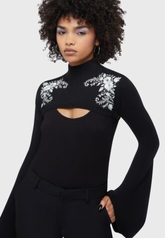 Killstar – Petal & Pine Black/Ivory – Bolero – Schwarz – S – 100% Polyacryl