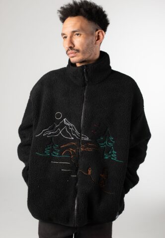 Picture – Hafdals Emb Zip Fleece Black – Jacke – Schwarz – S – 100% Polyester