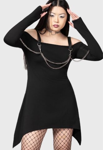 Killstar – Pleasure & Chain Black – Kleid – Schwarz – XS – 95% Baumwolle, 5% Elastan
