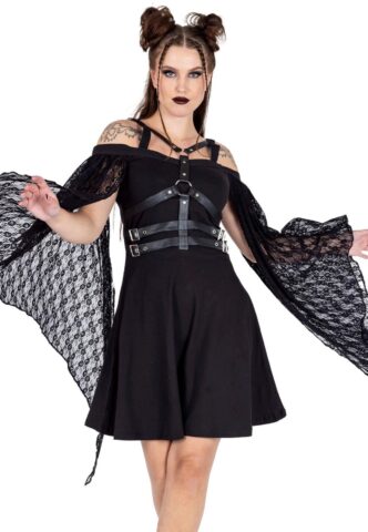 Poizen Industries – Estelle Black – Kleid – Schwarz – M – 95% Baumwolle, 5% Elastan