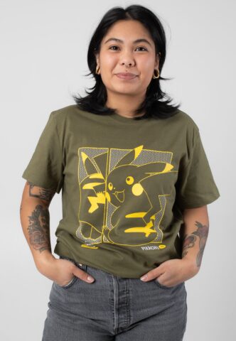 Pokémon – Pikachu Green – T-Shirt – Grün – M – 100% Baumwolle