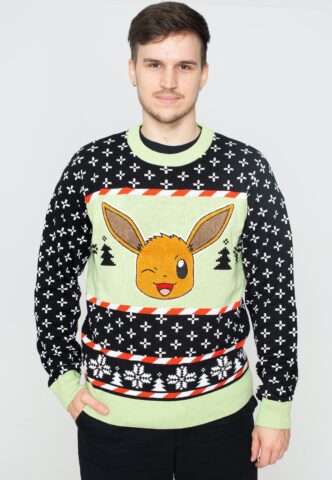 Pokémon – Evee Xmas Knit – Pullover – Grün – L – 55% Polyacryl, 45% Baumwolle