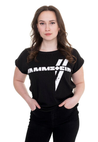 Rammstein – Weiße Balken – Girly – Schwarz – M – 100% Baumwolle