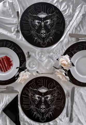 Killstar – Raven Black – Placemat Set – Schwarz – Onesize – Holz