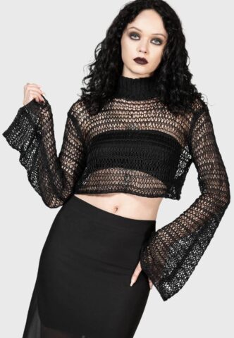 Killstar – Reacher Crop Black – Pullover – Schwarz – S – 100% Polyacryl