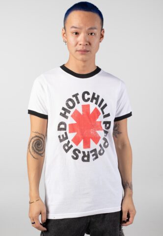 Red Hot Chili Peppers – Logo Ringer – T-Shirt – Weiß – XXL – 100% Baumwolle