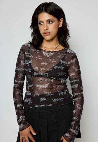 Mary Wyatt – Reign Mesh Black/White – Longsleeve – Schwarz – M – 95% Polyester, 5% Elastan