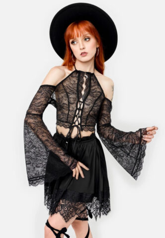 Restyle – Belladonna Lace Black – Oberteil – Schwarz – L – 90% Nylon, 10% Elastan