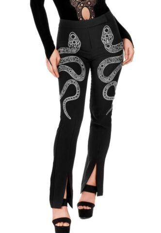 Restyle – Cathedral Snake Embroidered Black – Hose – Schwarz – XXL – 65% Viskose, 30% Polyester, 5% Elastan