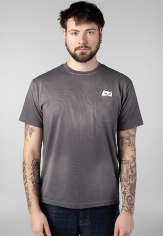RIPNDIP – Lord Nermal Pocket Charcoal Vintage Wash – T-Shirt – Grau – L – 100% Baumwolle