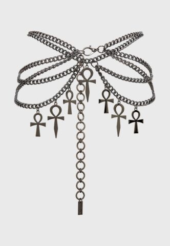 Killstar – Sacred Runes Chain Dark Silver – Gürtel – gid://shopify/Metaobject/123897774317 – XS/S – Metalllll-Legierung
