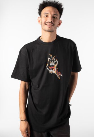 Santa Cruz – Burnt Bone Hand Black – T-Shirt – Schwarz – L – 100% Bio-Baumwolle