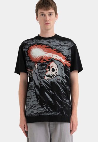 Santa Cruz – O’Brien Reaper Allover – T-Shirt – Schwarz – M – 100% Baumwolle