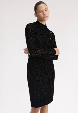 Fred Perry x Amy Winehouse – Flock Print Mesh Black – Kleid – Schwarz – Small – 95% Polyester, 5% Elastan
