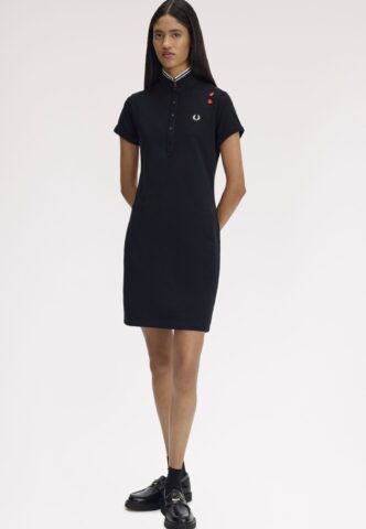 Fred Perry x Amy Winehouse – Tipped Polo Black – Kleid – Schwarz – Large – 100% Baumwolle